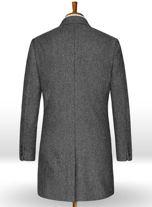 Rope Weave Gray Tweed Overcoat - StudioSuits