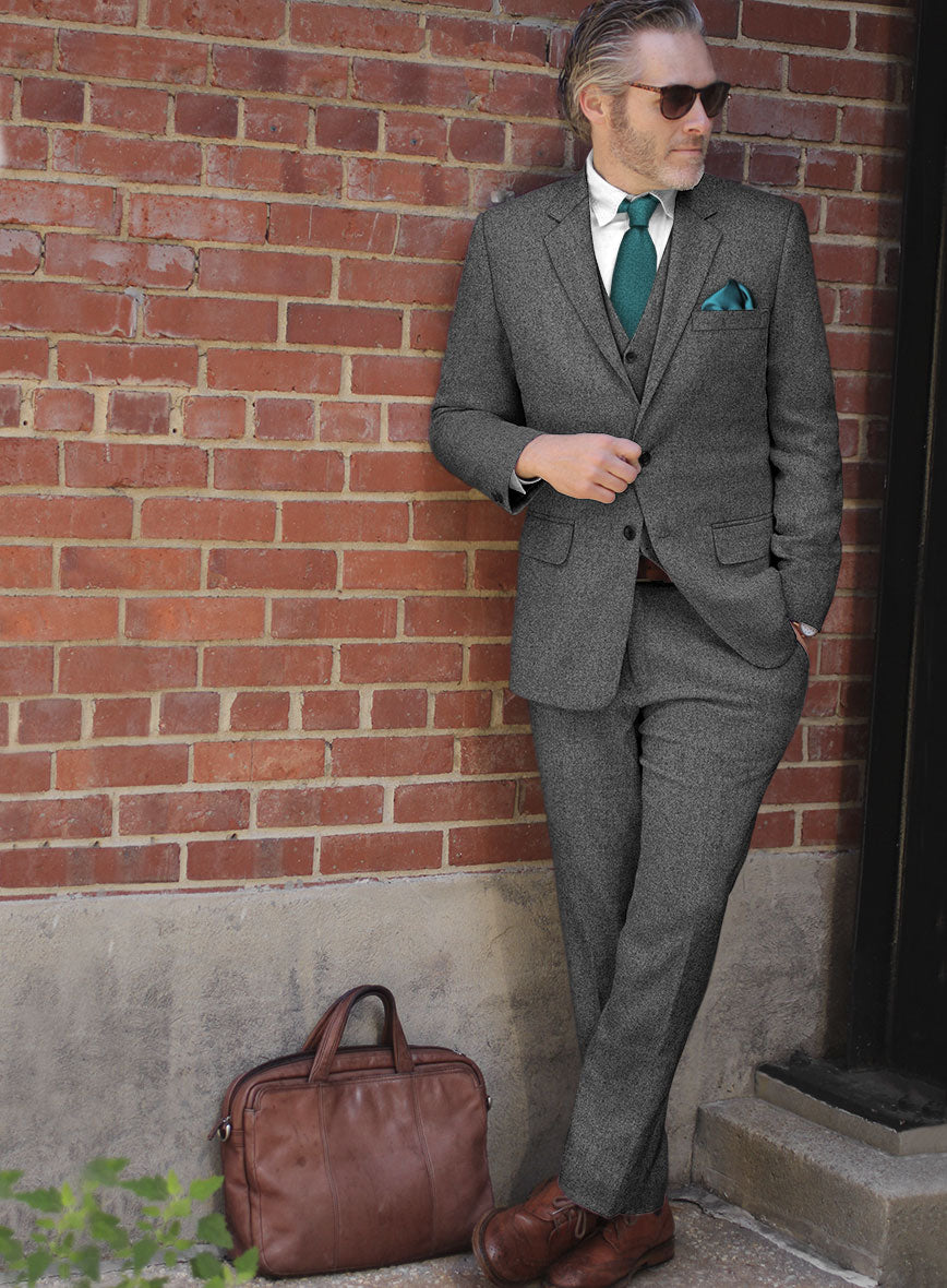 Rope Weave Gray Tweed Suit - StudioSuits