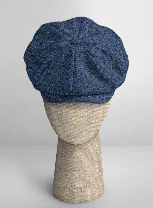 Rope Weave Persian Blue Tweed Newsboy Cap - StudioSuits