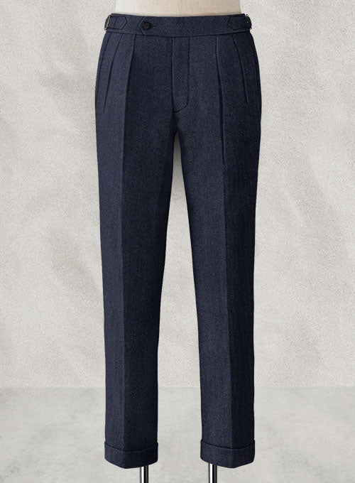 Rope Weave Blue Highland Tweed Trousers - StudioSuits