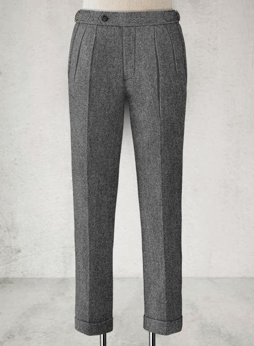 Rope Weave Gray Highland Tweed Trousers - StudioSuits