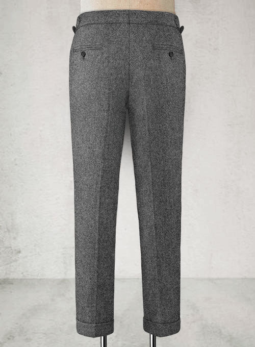 Rope Weave Gray Highland Tweed Trousers - StudioSuits