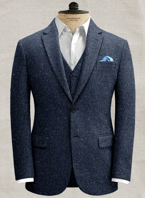 Royal Blue Flecks Donegal Tweed Jacket - StudioSuits