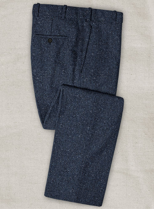 Royal Blue Flecks Donegal Tweed Pants - StudioSuits