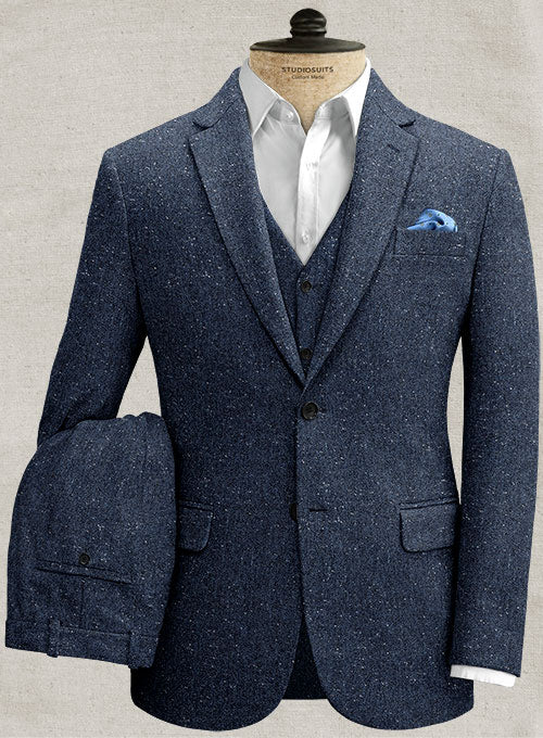 Royal Blue Flecks Donegal Tweed Suit - StudioSuits