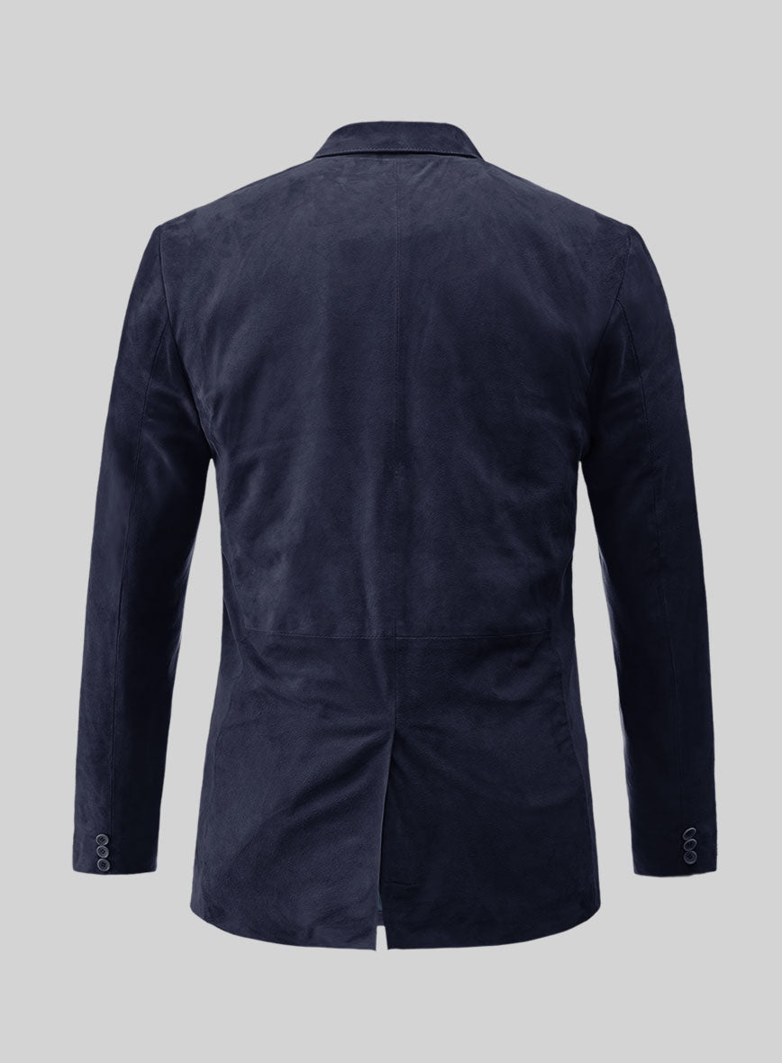 Royal Blue Suede Leather Blazer - StudioSuits