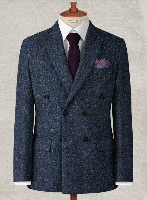 Royal Blue Flecks Donegal Tweed Jacket - StudioSuits