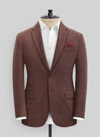 Royal Wine Herringbone Tweed Jacket - StudioSuits