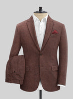 Royal Wine Herringbone Tweed Suit - StudioSuits