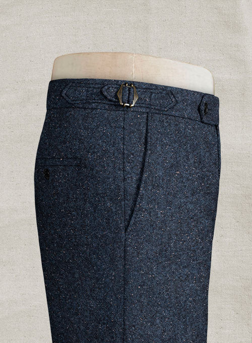Royal Blue Flecks Donegal Highland Tweed Trousers - StudioSuits