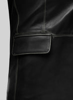 Rubbed Black Leather Blazer - StudioSuits