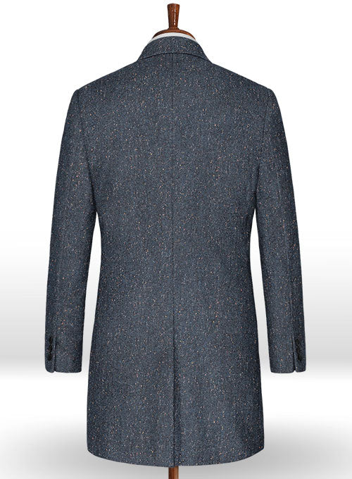 Runway Blue Flecks Donegal Tweed Overcoat - StudioSuits