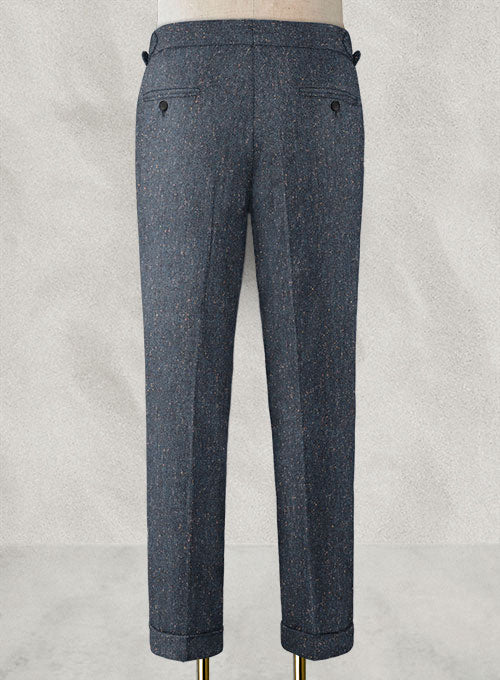 Runway Blue Flecks Donegal Highland Tweed Trousers - StudioSuits