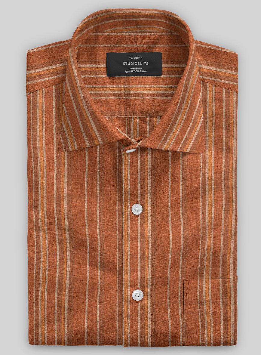 Rustic Brown Linen Shirt - StudioSuits