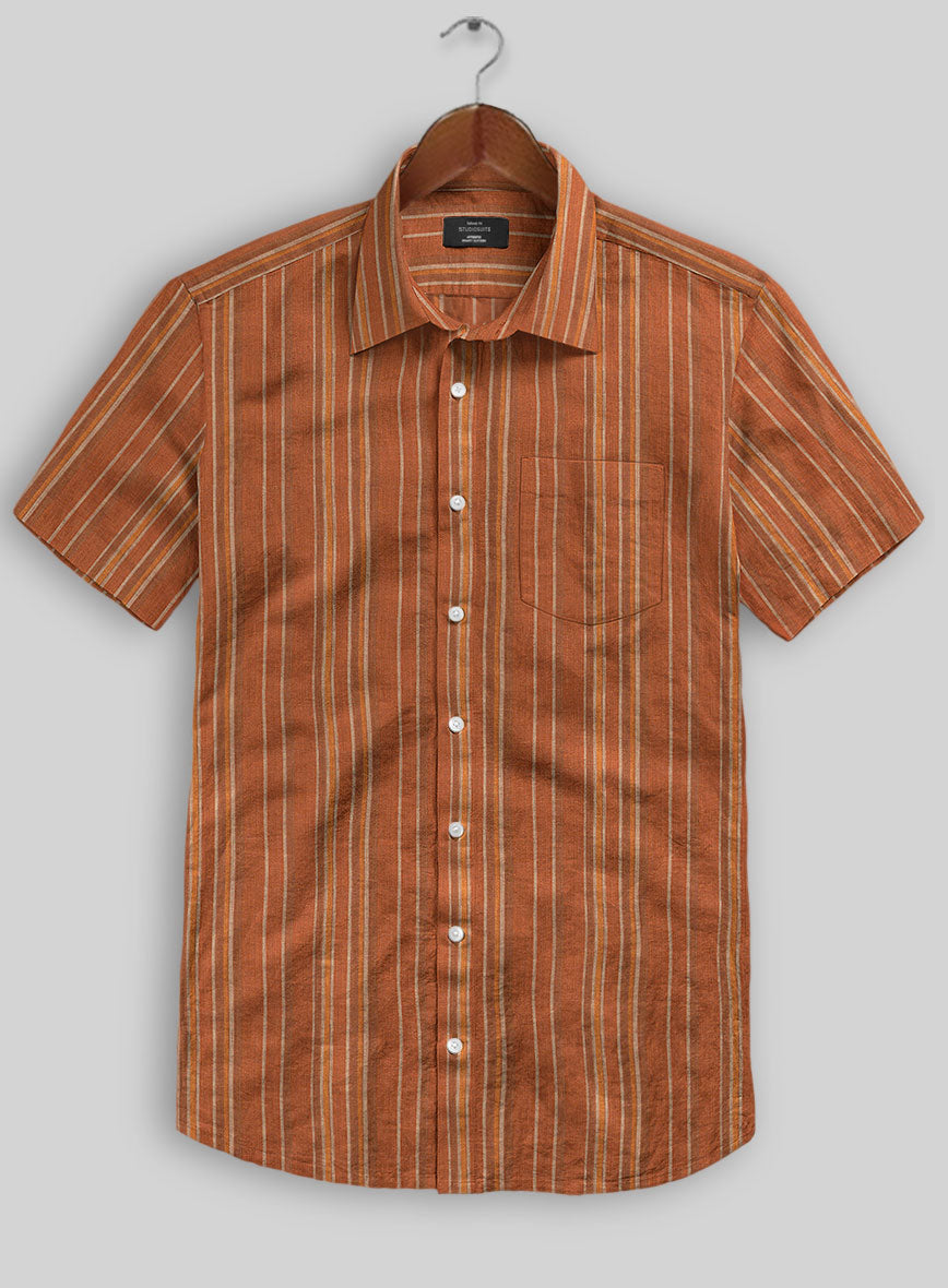 Rustic Brown Linen Shirt - StudioSuits