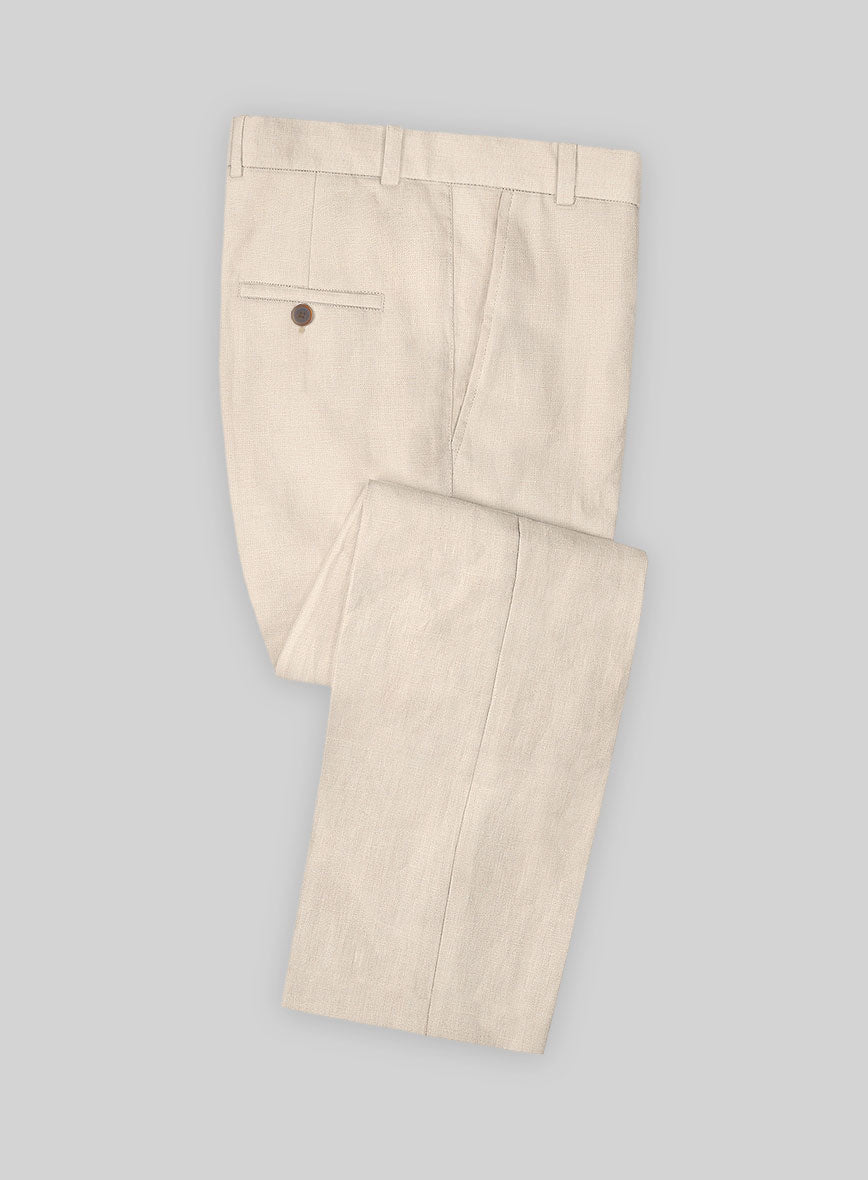 Safari Beige Cotton Linen Pants - StudioSuits