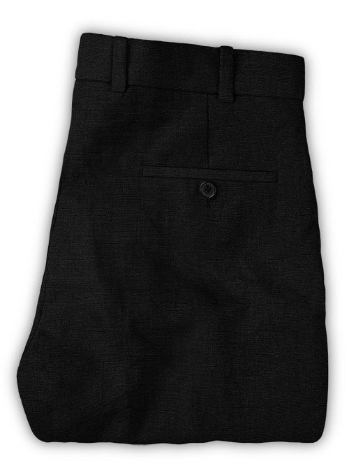 Safari Black Cotton Linen Pants - Pre Set Sizes - Quick Order - StudioSuits