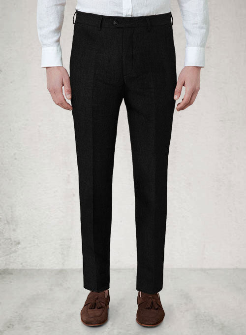 Safari Black Cotton Linen Pants - Pre Set Sizes - Quick Order - StudioSuits