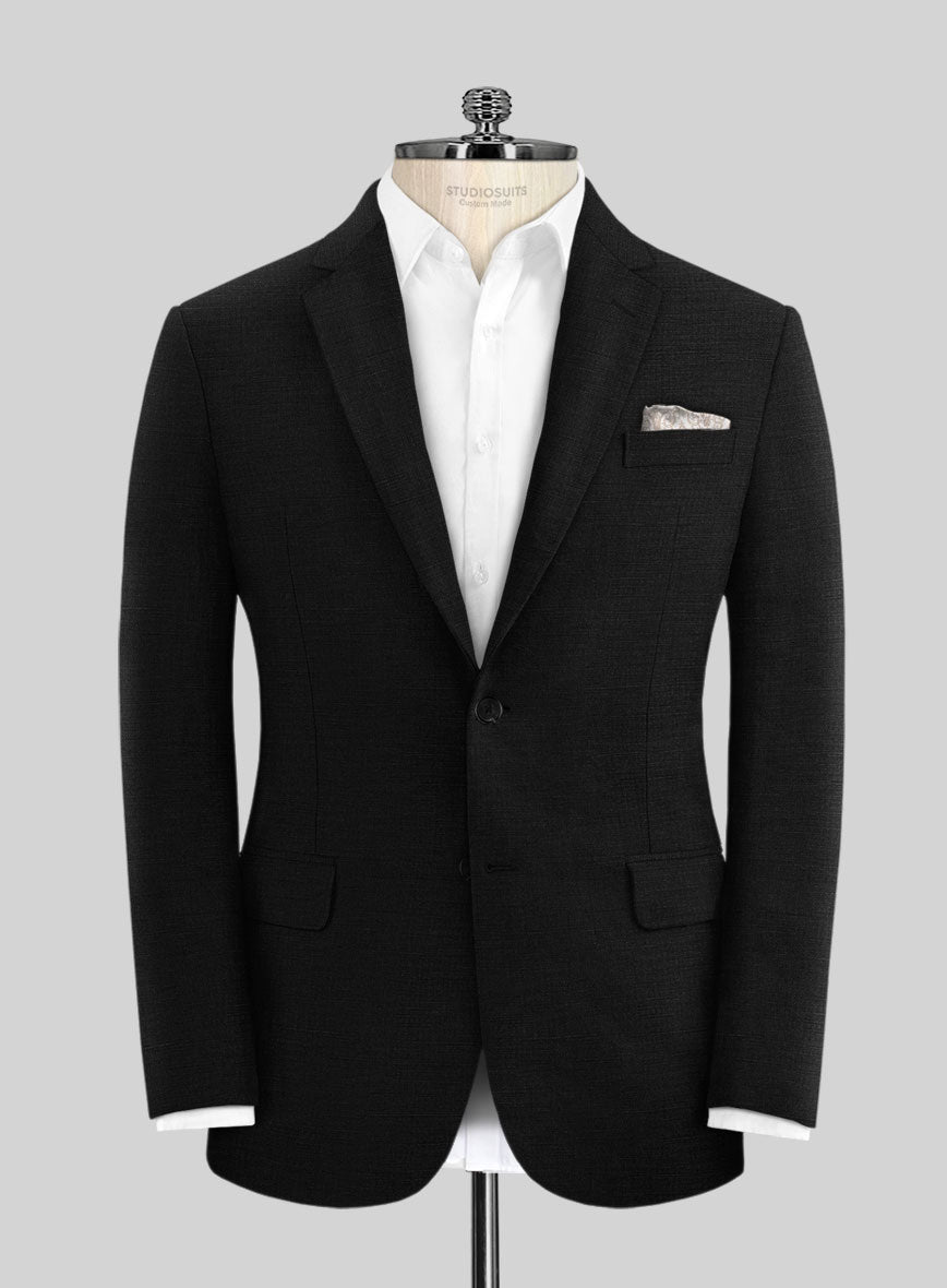 Safari Black Cotton Linen Suit - StudioSuits