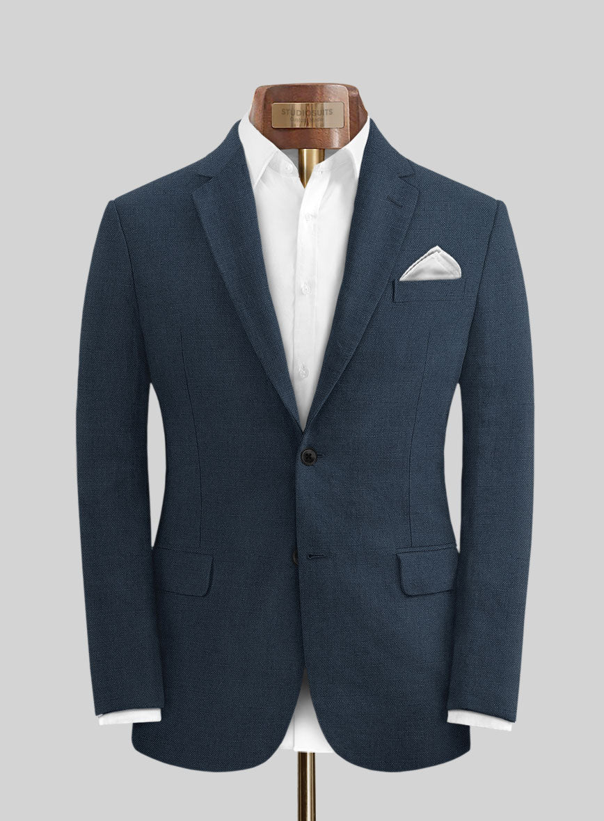Safari Blue Cotton Linen Suit - StudioSuits
