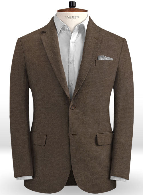 Safari Brown Cotton Linen Jacket - StudioSuits