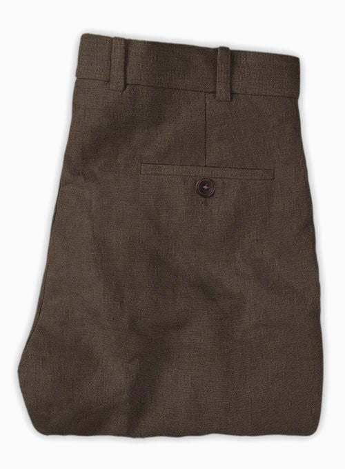 Safari Brown Cotton Linen Pants - StudioSuits