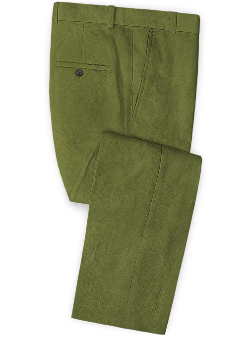 Safari Nut Green Cotton Linen Suit - StudioSuits