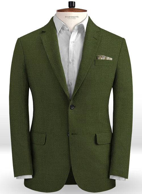 Safari Olive Green Cotton Linen Suit - StudioSuits