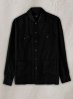 Safari Pure Black Linen Overshirt - StudioSuits