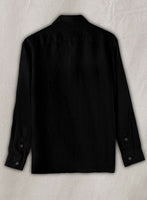 Safari Pure Black Linen Overshirt - StudioSuits