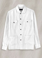 Safari Pure White Linen Overshirt - StudioSuits