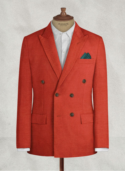 Safari Red Cotton Linen Suit - StudioSuits