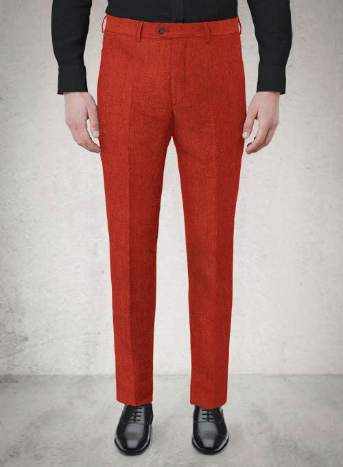Safari Red Cotton Linen Pants - StudioSuits