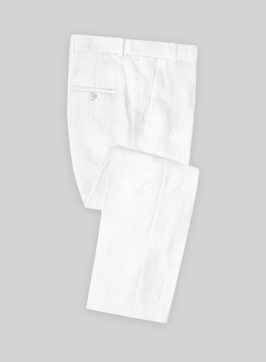 Safari White Cotton Linen Pants - StudioSuits