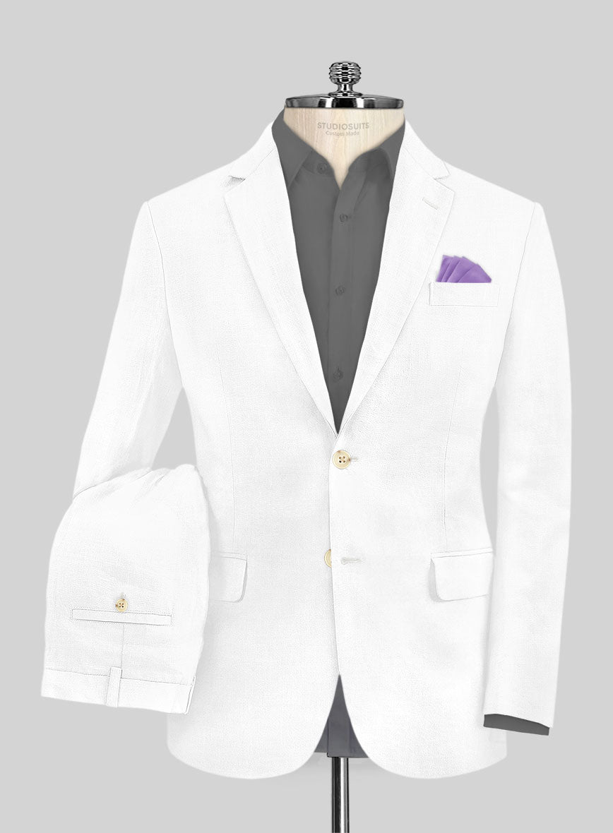 Safari White Cotton Linen Suit - StudioSuits