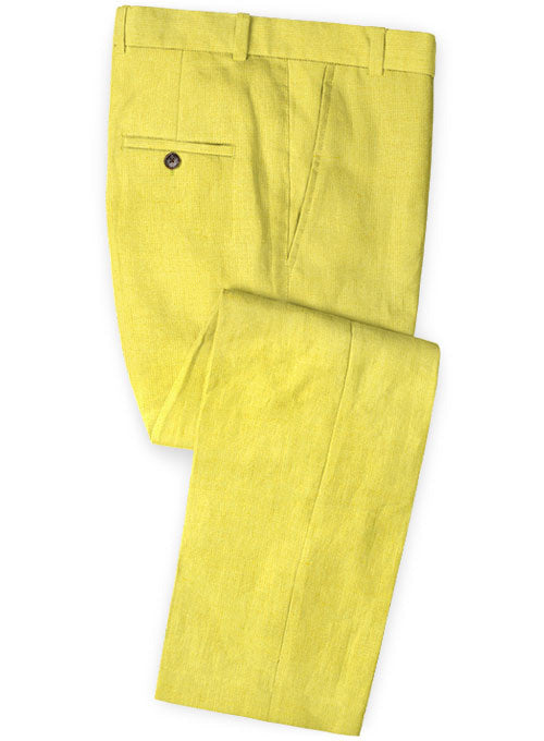 Safari Yellow Cotton Linen Pants - StudioSuits