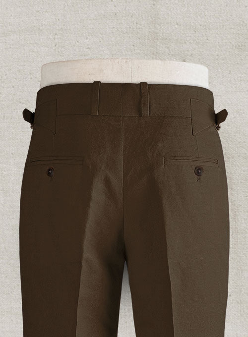 Safari Brown Cotton Linen Heritage Trousers - StudioSuits
