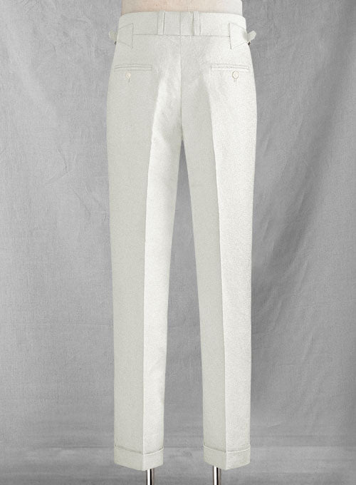Safari Ivory Cotton Linen Heritage Trousers - StudioSuits