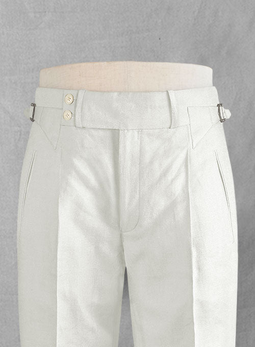 Safari Ivory Cotton Linen Heritage Trousers - StudioSuits