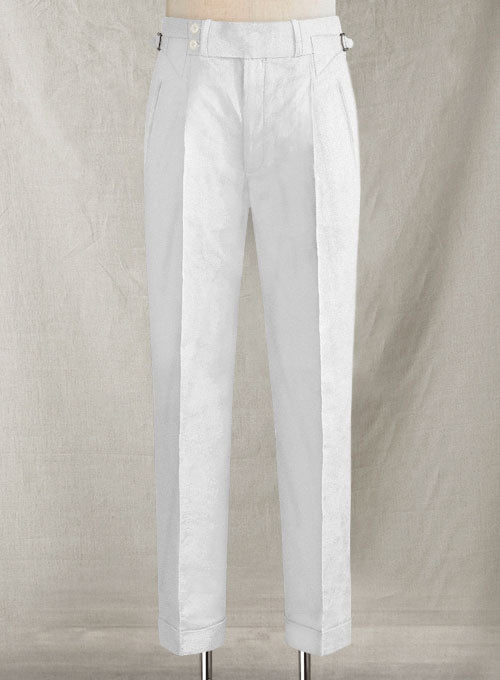 Safari White Cotton Linen Heritage Trousers - StudioSuits