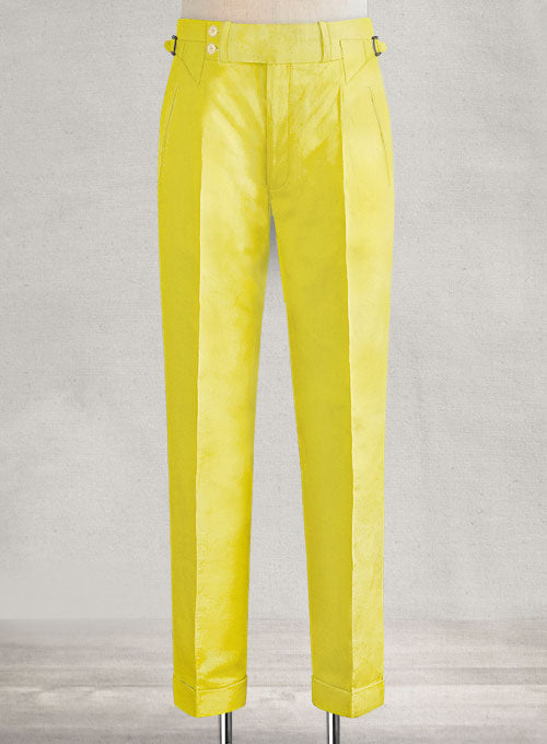 Safari Yellow Cotton Linen Heritage Trousers - StudioSuits