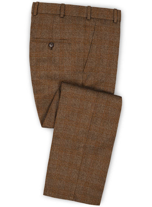 Saga Rust Feather Tweed Pants - StudioSuits