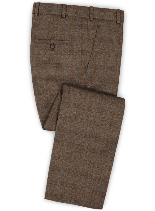 Saga Brown Feather Tweed Pants - StudioSuits