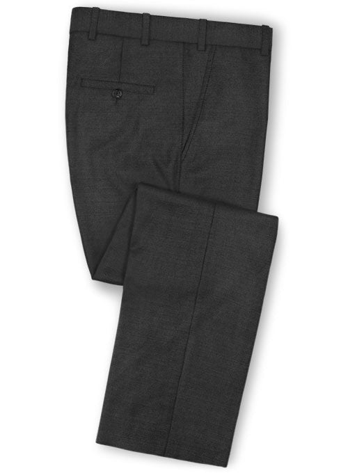 Scabal Carbon Black Wool Pants - StudioSuits
