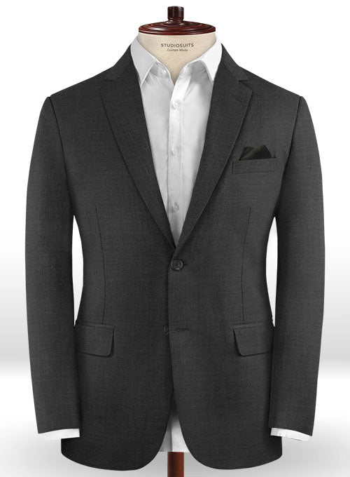 Scabal Carbon Black Wool Suit - StudioSuits