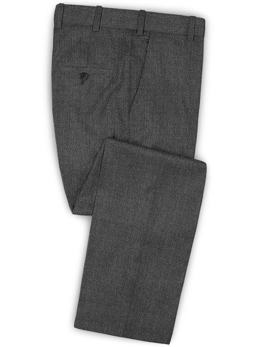 Scabal Carbon Gray Wool Pants - StudioSuits