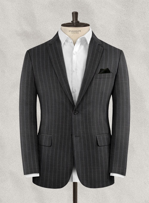 Scabal Carna Gray Stripes Wool Suit - StudioSuits
