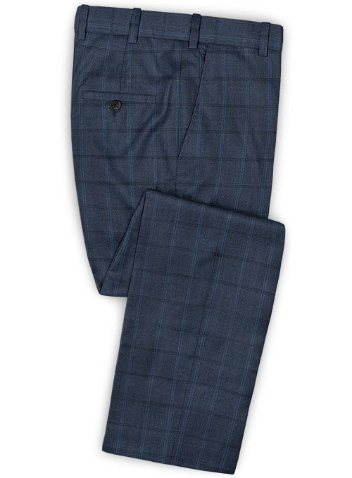 Scabal Coza Blue Wool Silk Pants - StudioSuits