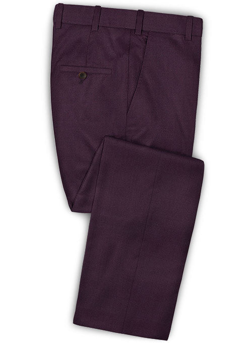 Scabal Dark Purple Wool Pants - StudioSuits