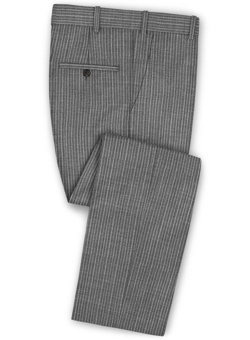 Scabal Femdo Gray Wool Pants - StudioSuits